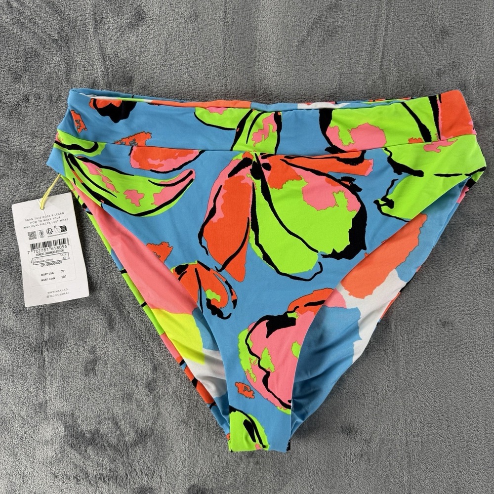 Maaji Reversible Bikini Bottom XL NWT Multicolor Floral High Rise Swimwear
